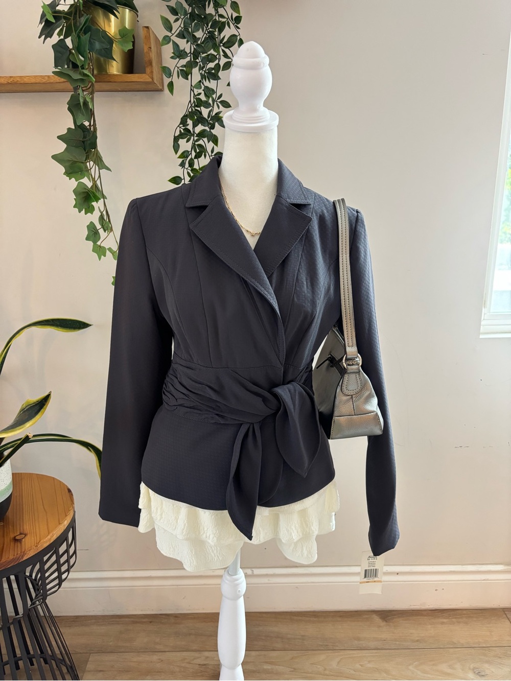 ABS Allen Schwartz Black Tie-Waist Blazer